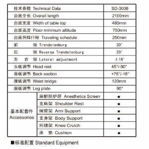 SD-3008頭部操縱式綜合手術臺